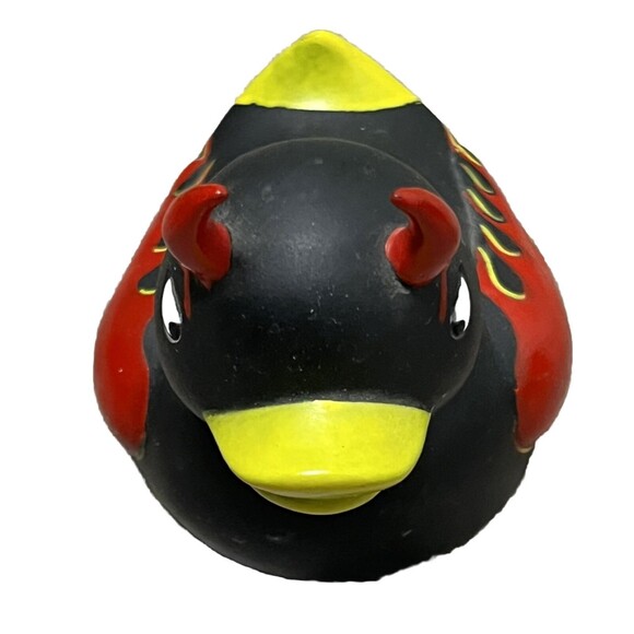 Hot Rod Rubber Duck Evil Ducky Toy Flame Vintage 2000 Devil Duckie Accoutrements - Picture 4 of 5